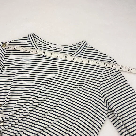 Paco Rabanne Striped Snap Button Asymmetric Drape Front Top - Picture 6 of 9